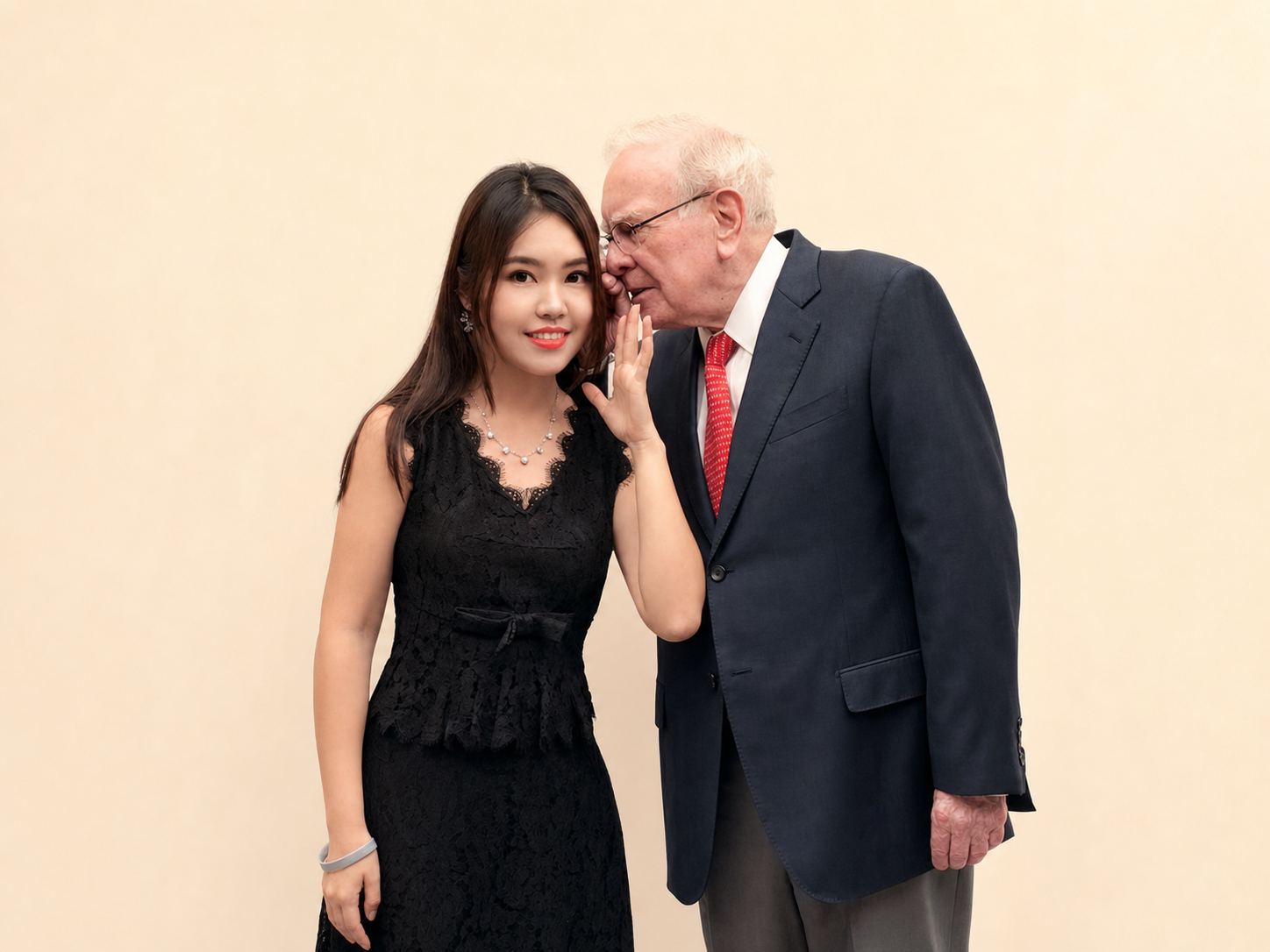 陈歆怡2018年与Warren Buffett会面半身合影